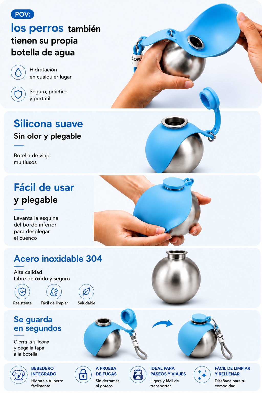 Botella de agua portátil para mascotas